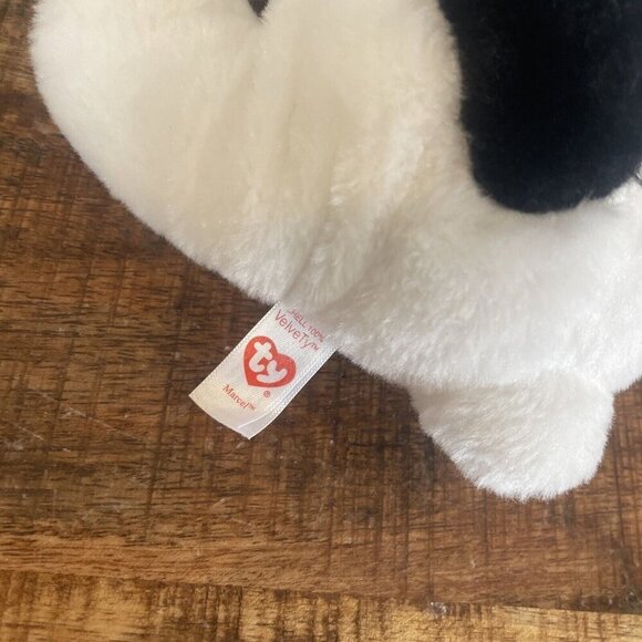 TY Beanie Baby 10” MARCEL French Bulldog White Black Ear Plush Stuffed Animal - Picture 5 of 9